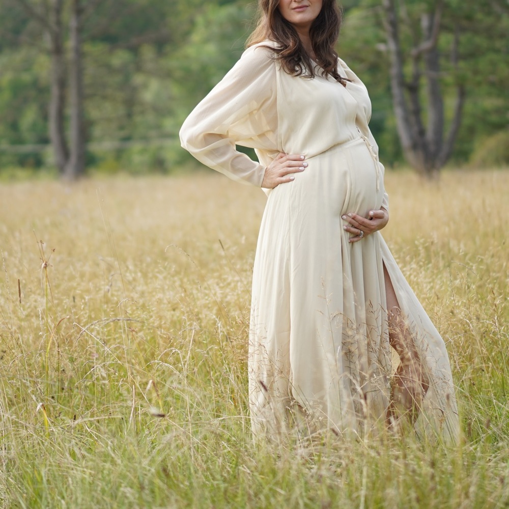 H&M chiffon flowy maternity Dress Oversized fits up to size Large or More!